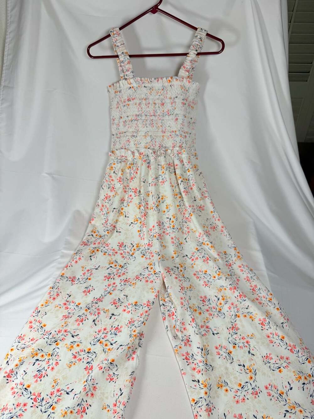 Ali & Jay Womens Smocked Jumpsuit Wide Leg Sleeveless Romper size S Moody Cottag